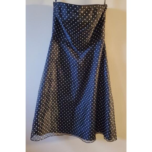 Alfred Angelo Black White Polka Dot Boned Strapless Dress Size 14 LB-FE3001 - Picture 1 of 14